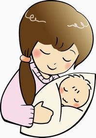 赤ちゃんを抱く女性のイラスト